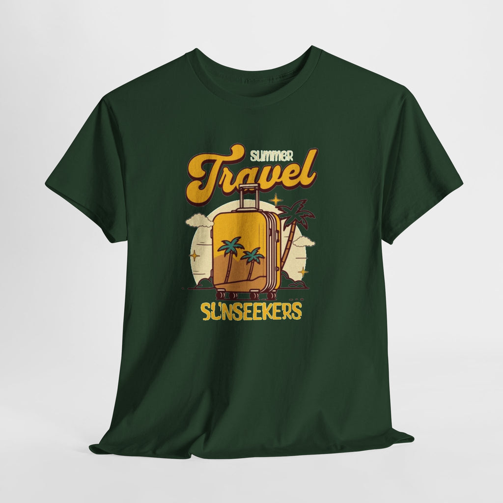 Travel Sunseekers T‑Shirt — Retro Backpack Beach Vacation Tee