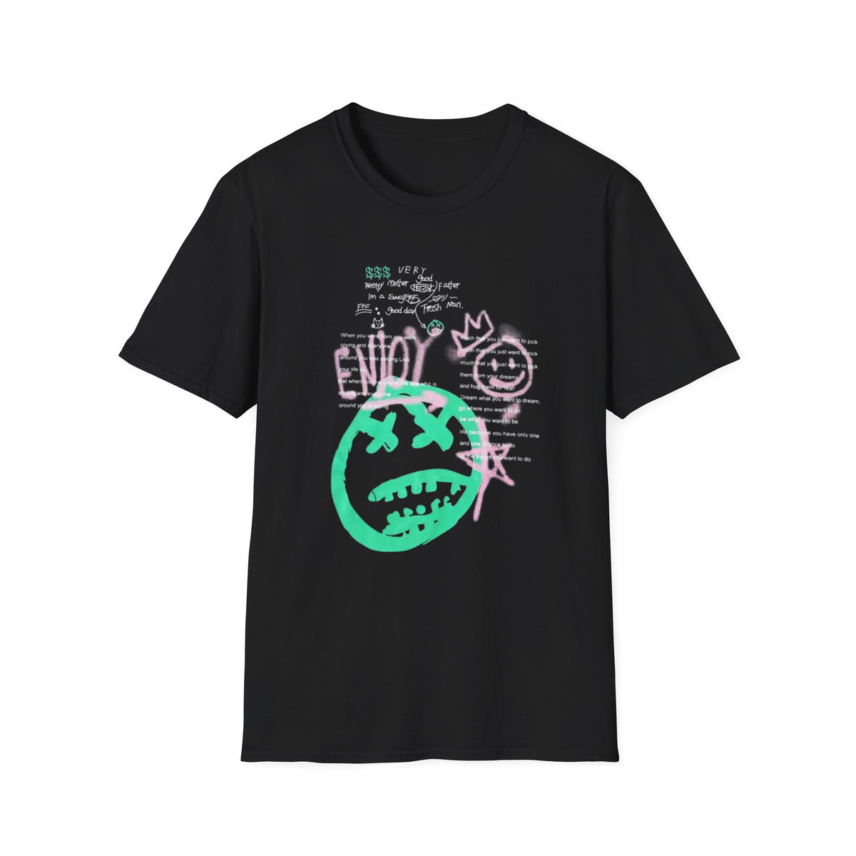 Enjoy Graffiti Smiley T-Shirt — Neon Streetwear Tee