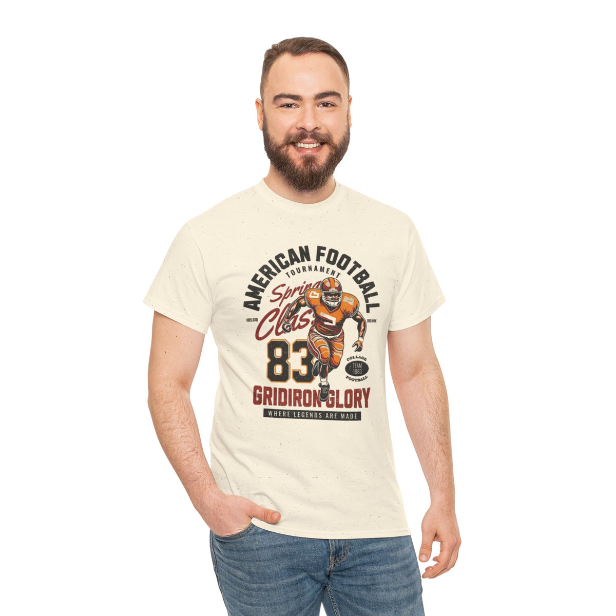 Football Gridiron Glory Tee — Vintage American Football Player Graphic Shirt