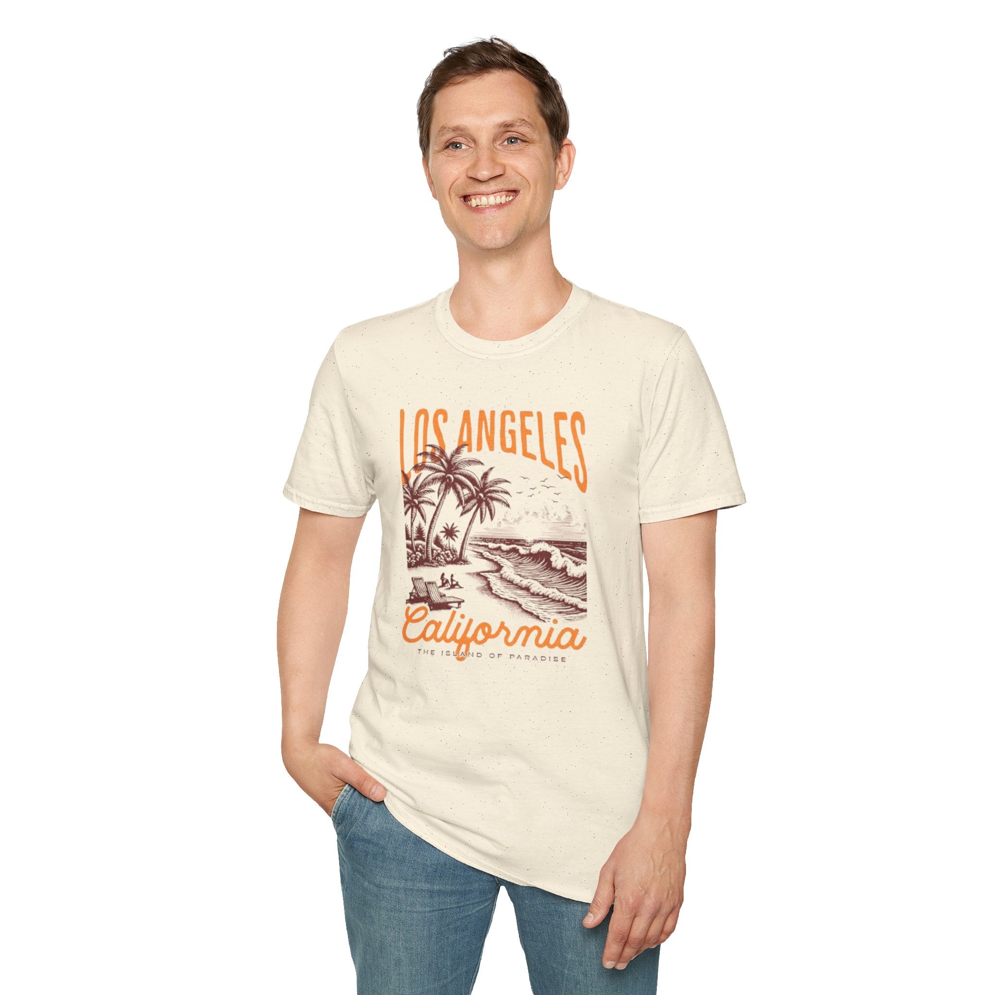 Los Angeles California Beach T-Shirt — Vintage Palm Tree Surf Sunset Tee
