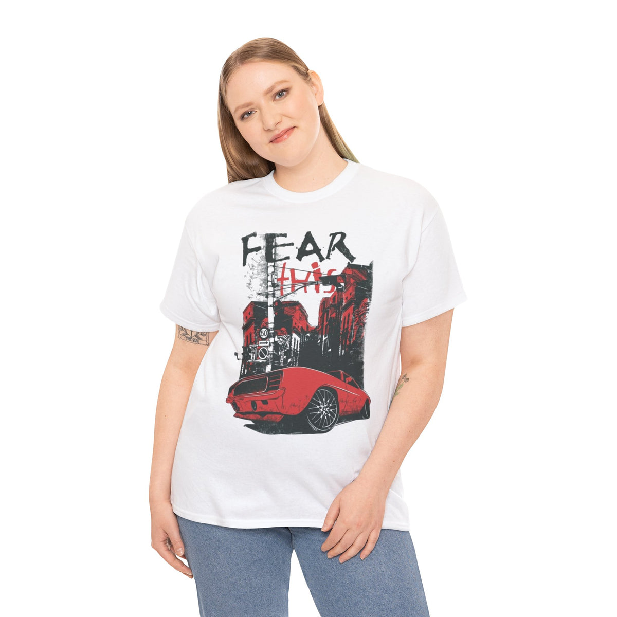 Retro Red Muscle Car City Street Racing T‑Shirt