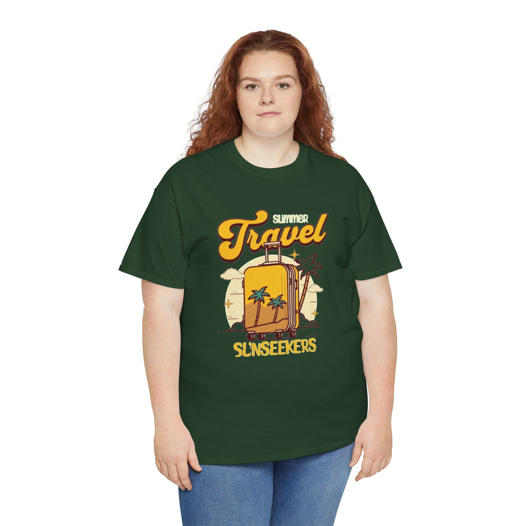 Travel Sunseekers T‑Shirt — Retro Backpack Beach Vacation Tee