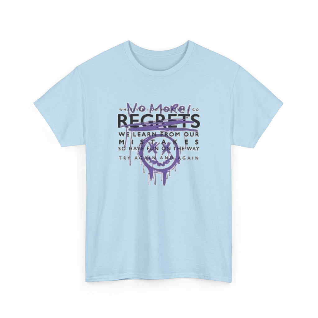 No More Regrets Tee — Grunge Drip Smile Graphic T-Shirt