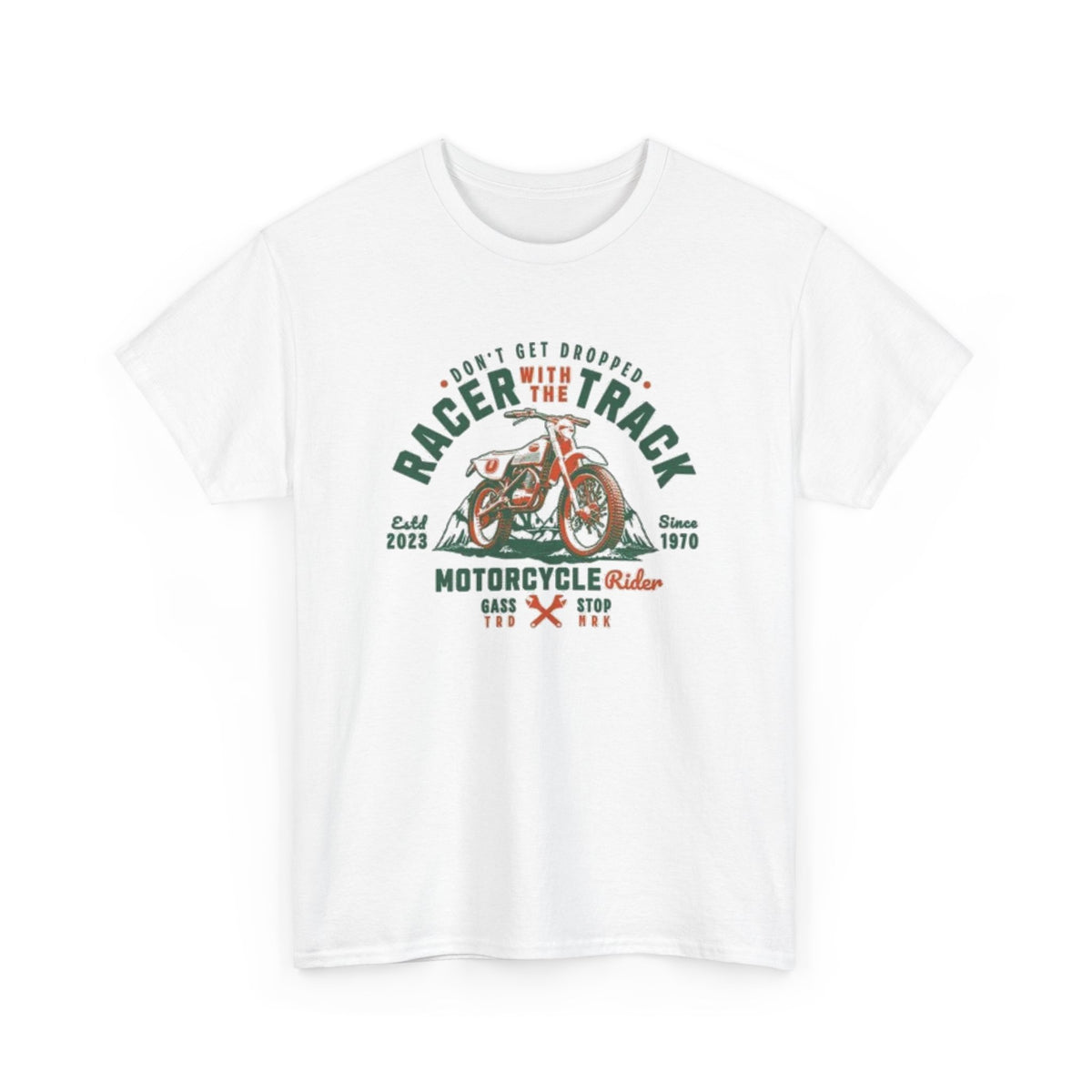 Motorcycle Racer Tee — "Racer the Track" Vintage Bike Graphic T-Shirt
