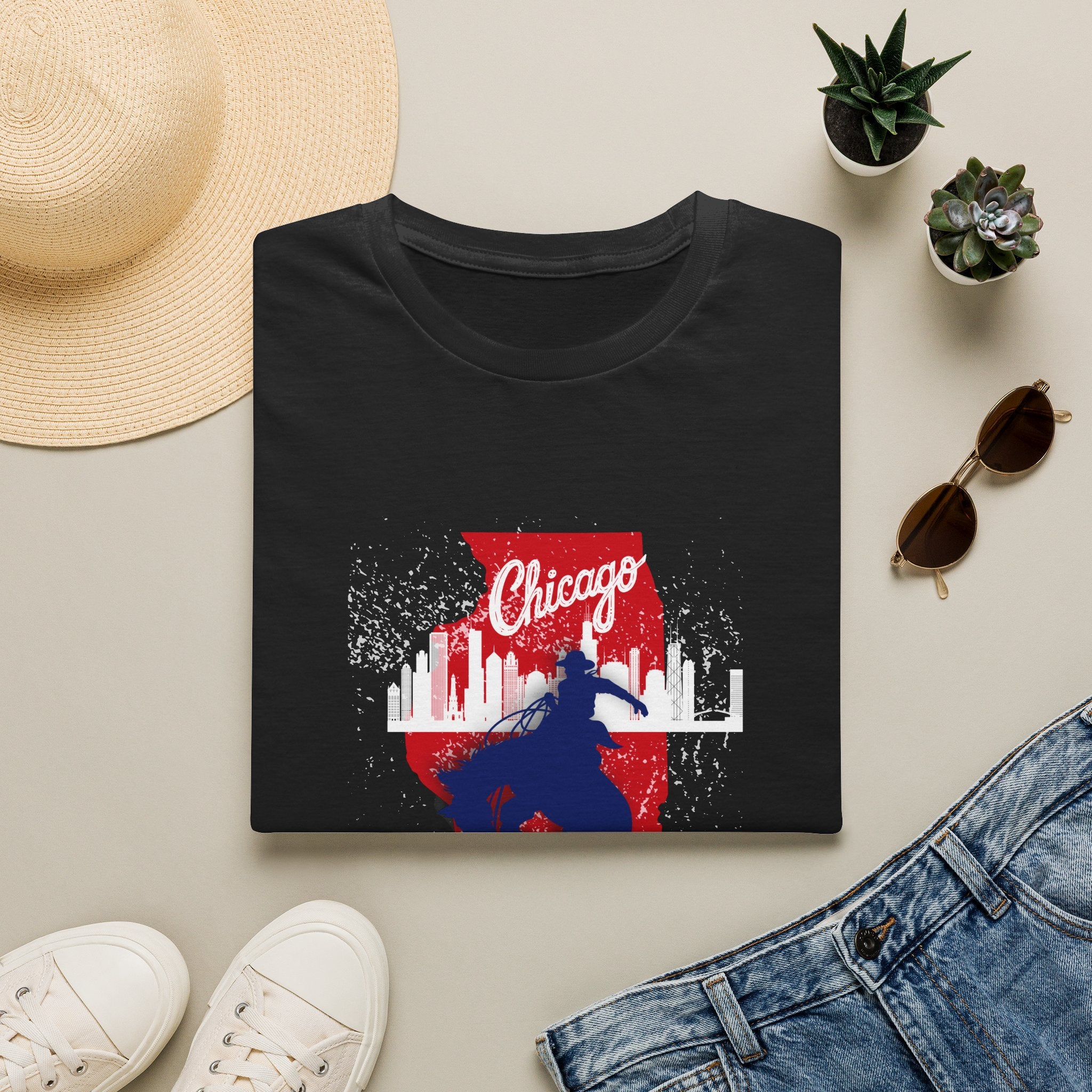 Chicago Skyline Horse Rider T-Shirt
