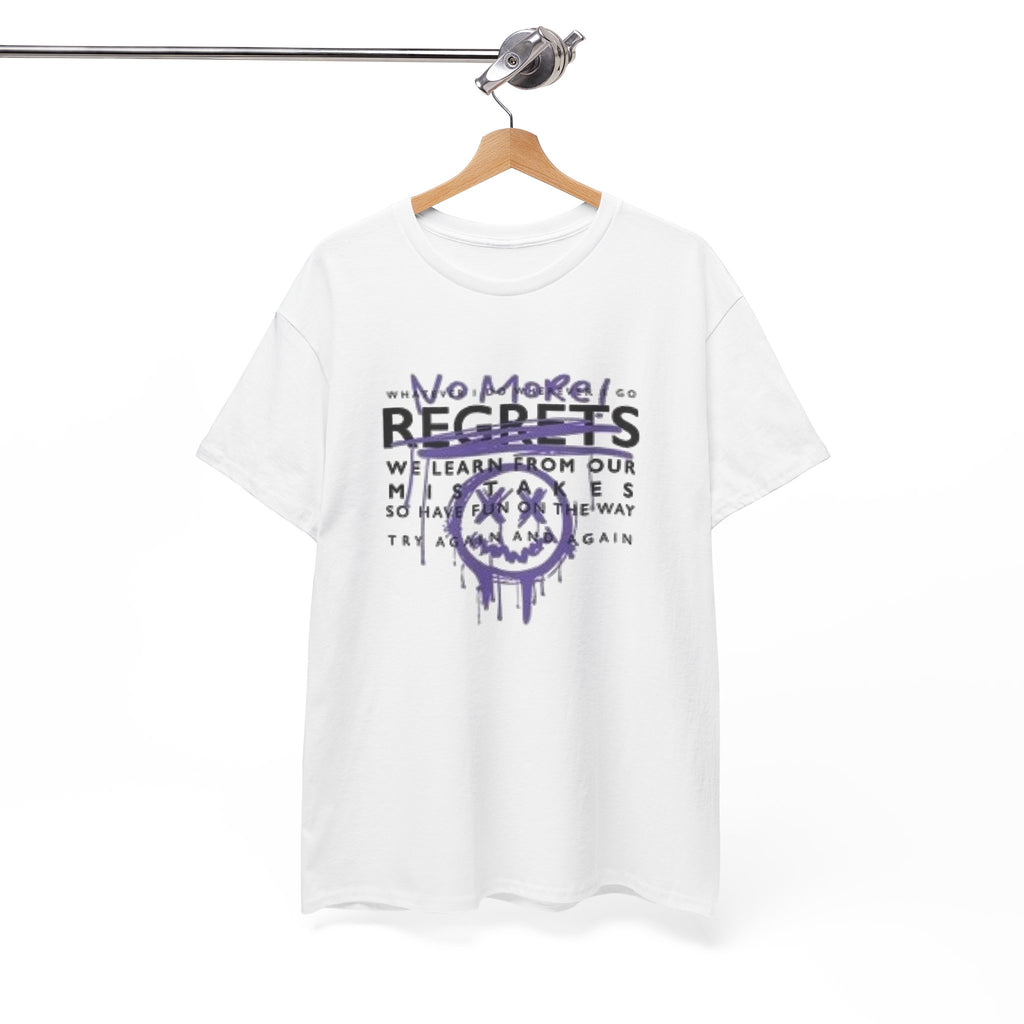 No More Regrets Tee — Grunge Drip Smile Graphic T-Shirt