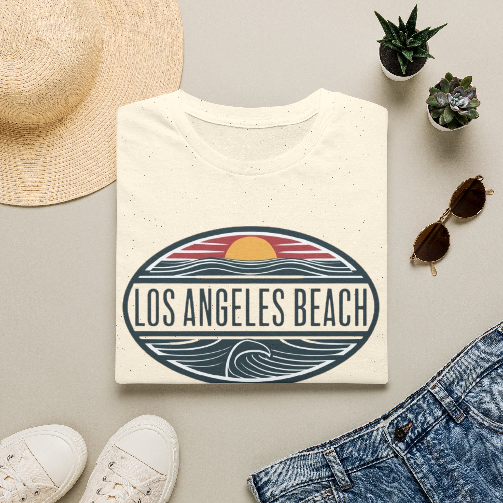 Los Angeles Beach T-Shirt — Retro Sunset Surf Graphic Tee
