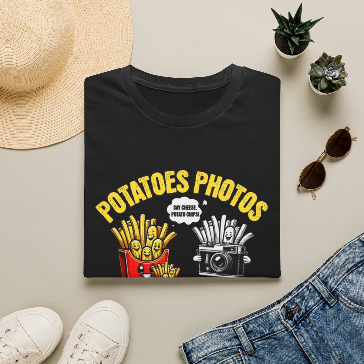 Potatoes Photos T-Shirt — Funny French Fries & Camera Graphic Tee