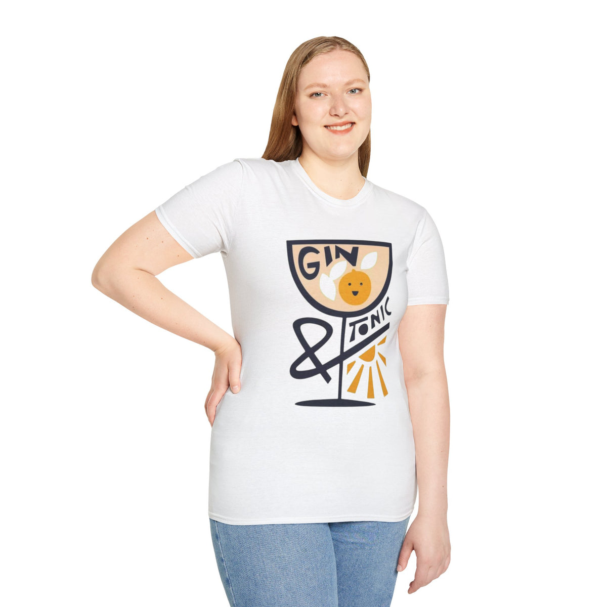 Gin & Tonic Graphic T-Shirt — Retro Cocktail Tee with Orange Slice