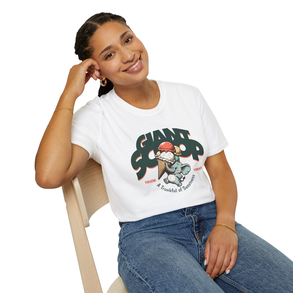 T-Shirt — 'Giant Scoop' Cute Elephant Ice Cream Graphic Tee
