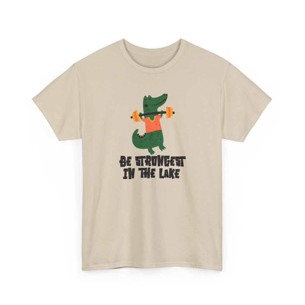 Crocodile Weightlifting Tee — "Be Strongest in the Lake" Funny Workout T-Shirt
