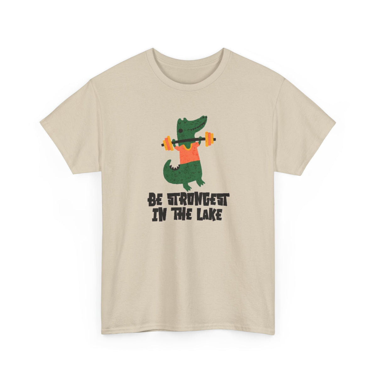 Crocodile Weightlifting Tee — "Be Strongest in the Lake" Funny Workout T-Shirt