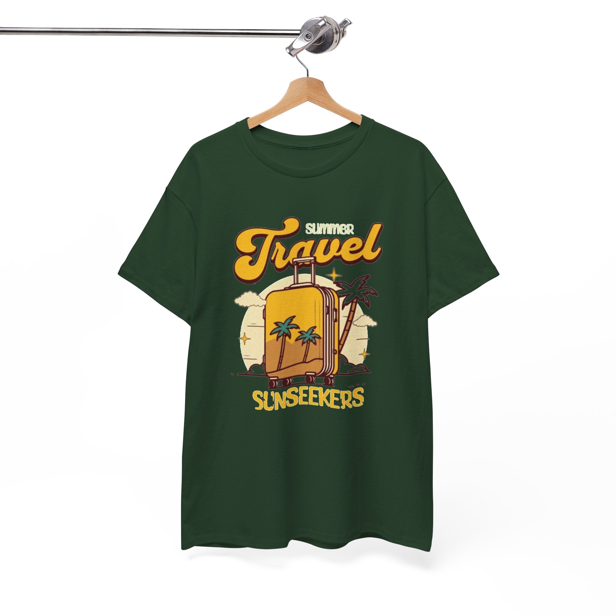 Travel Sunseekers T‑Shirt — Retro Backpack Beach Vacation Tee