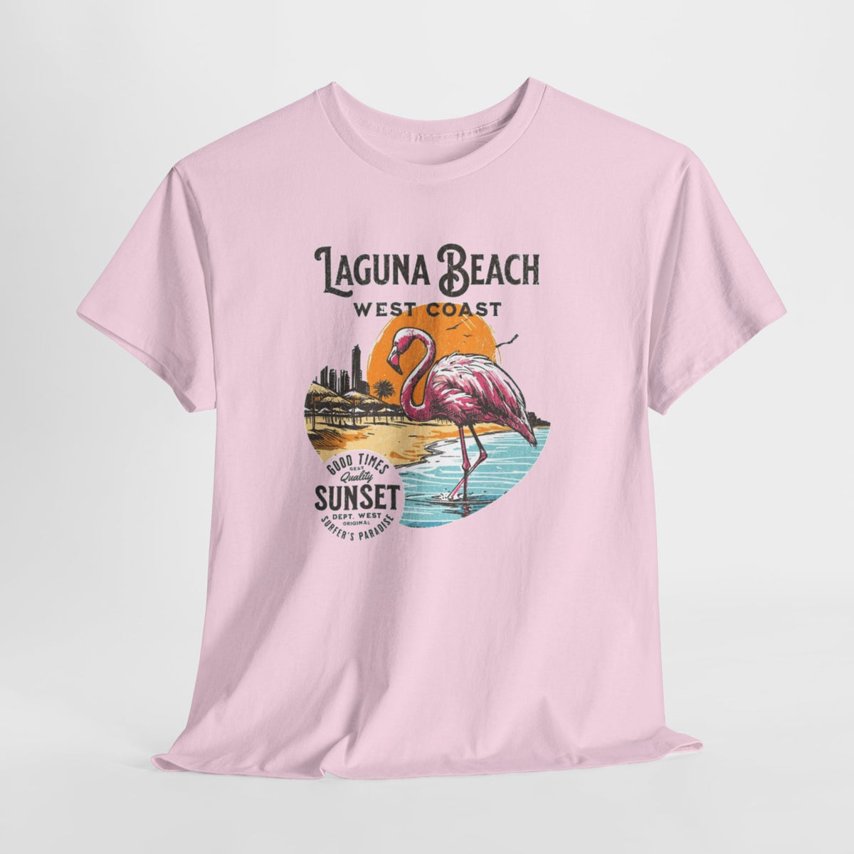 Laguna Beach West Coast Flamingo Sunset Tee