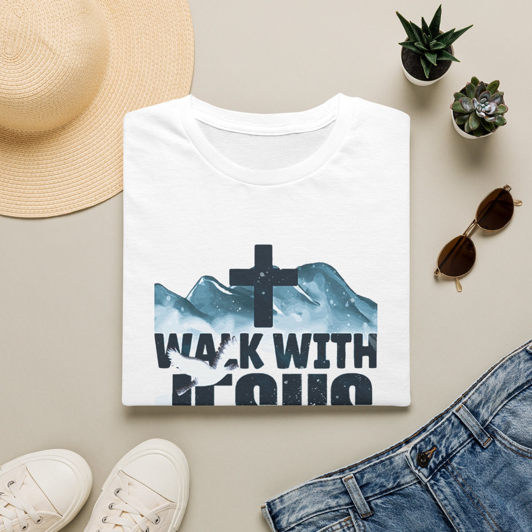 Walk With Jesus T‑Shirt — Christian Faith Mountain Cross Tee