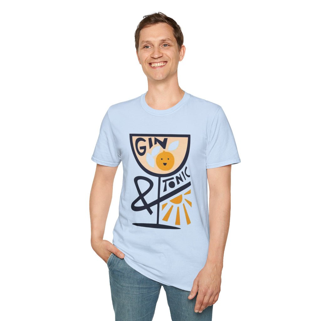 Gin & Tonic Graphic T-Shirt — Retro Cocktail Tee with Orange Slice