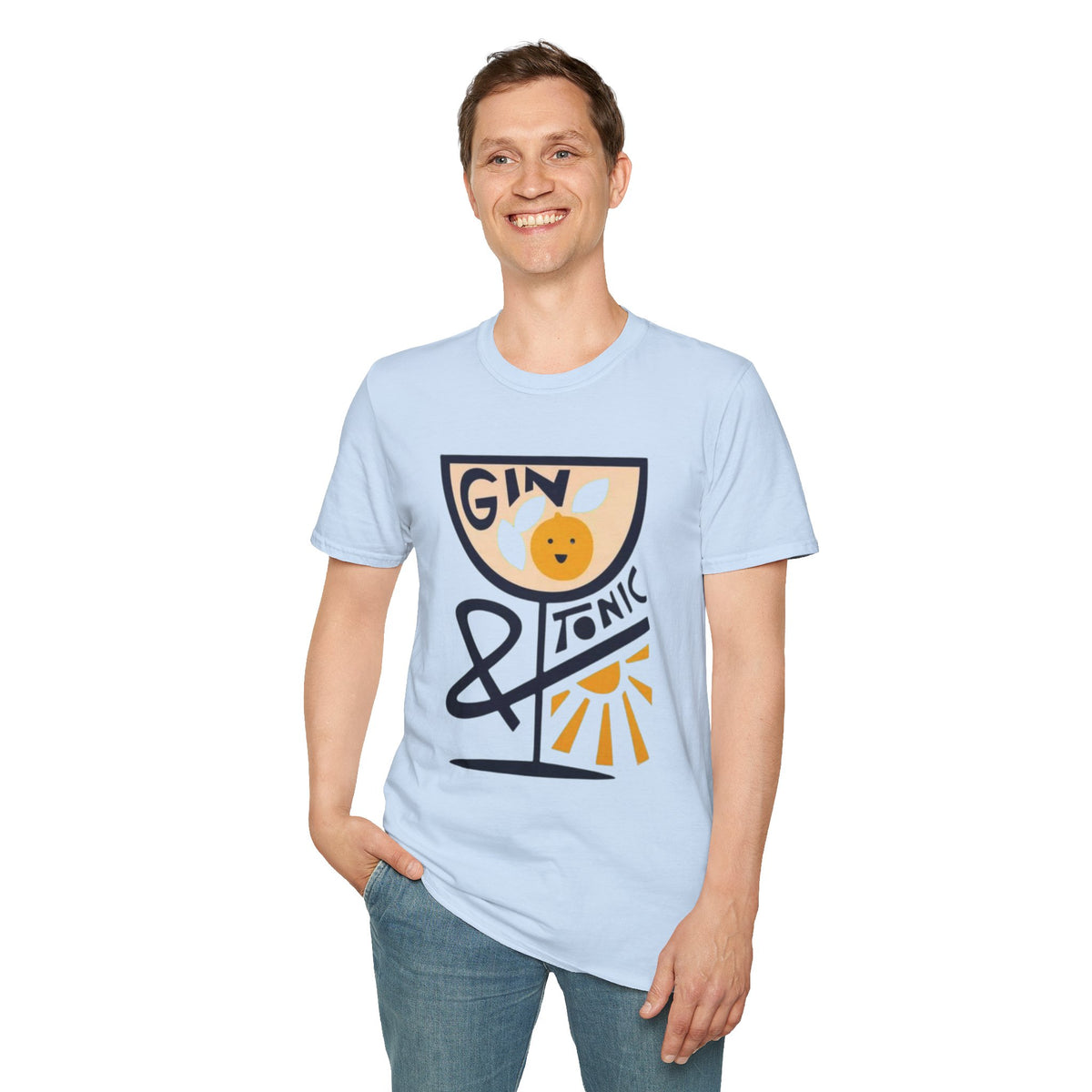 Gin & Tonic Graphic T-Shirt — Retro Cocktail Tee with Orange Slice