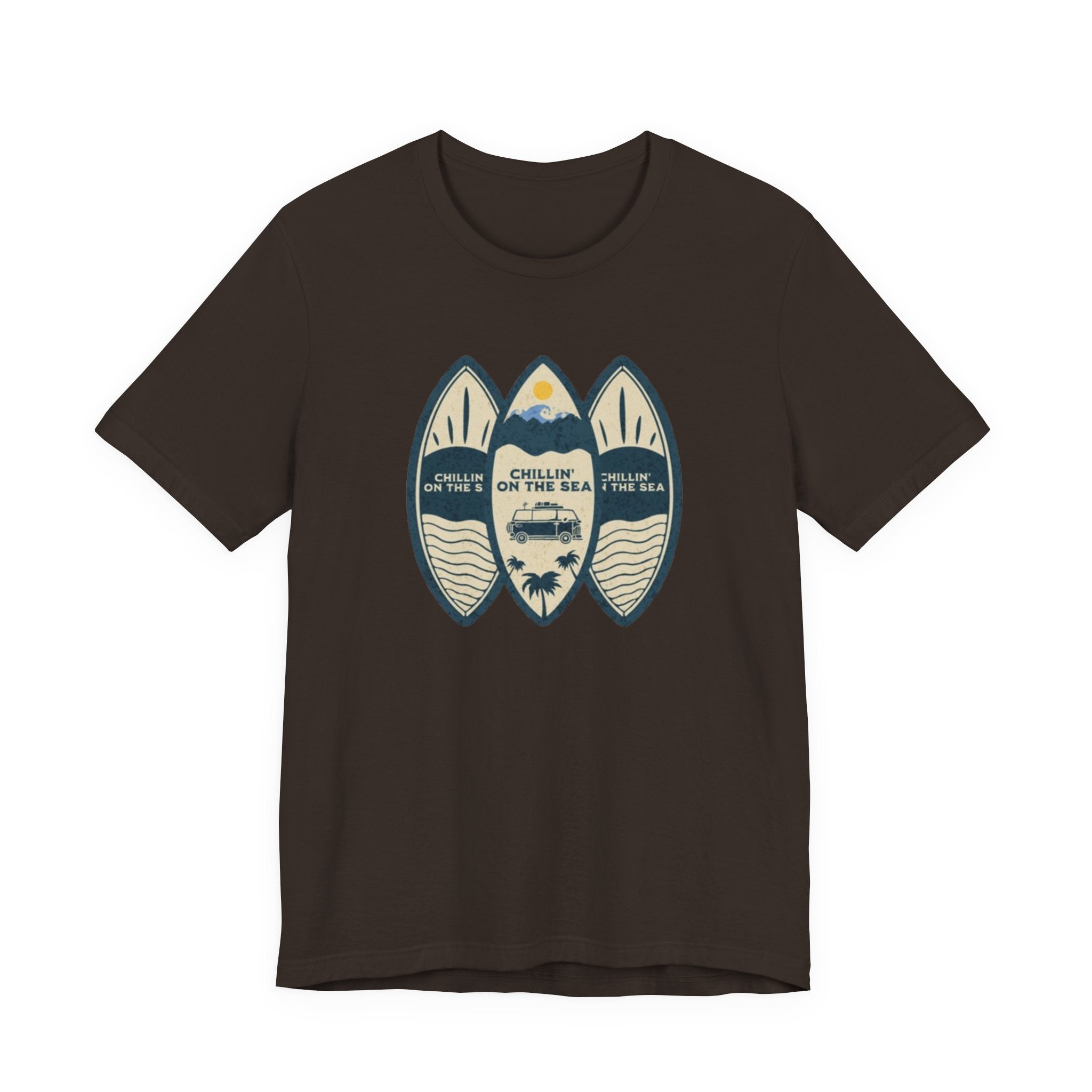 Surfboard Beach Tee — "Chillin' On The Sea" Coastal Graphic T-Shirt