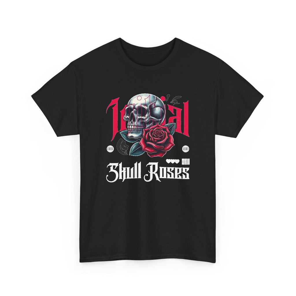Skull Roses T-Shirt — Gothic Skull & Red Rose Graphic Tee