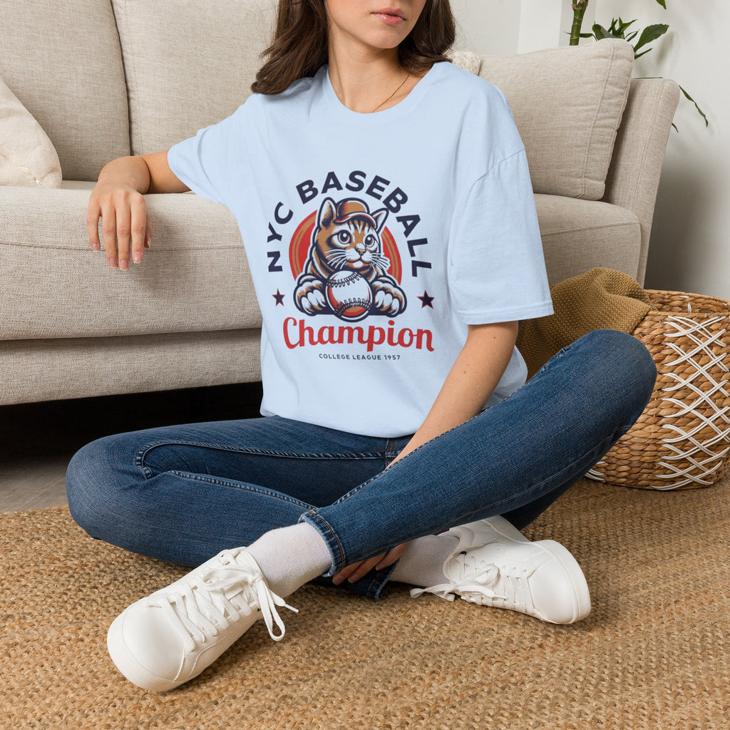 NYC Baseball Cat T‑Shirt — 'Champion' Vintage Team Tee
