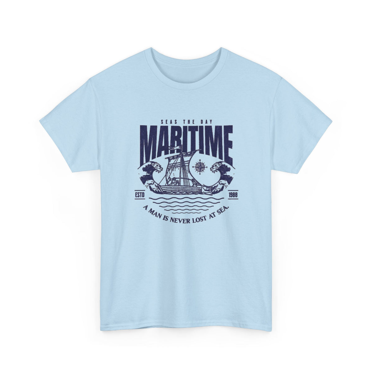 Maritime Crew Tee - Vintage Ship Graphic "A Man is Never Lost at Sea"