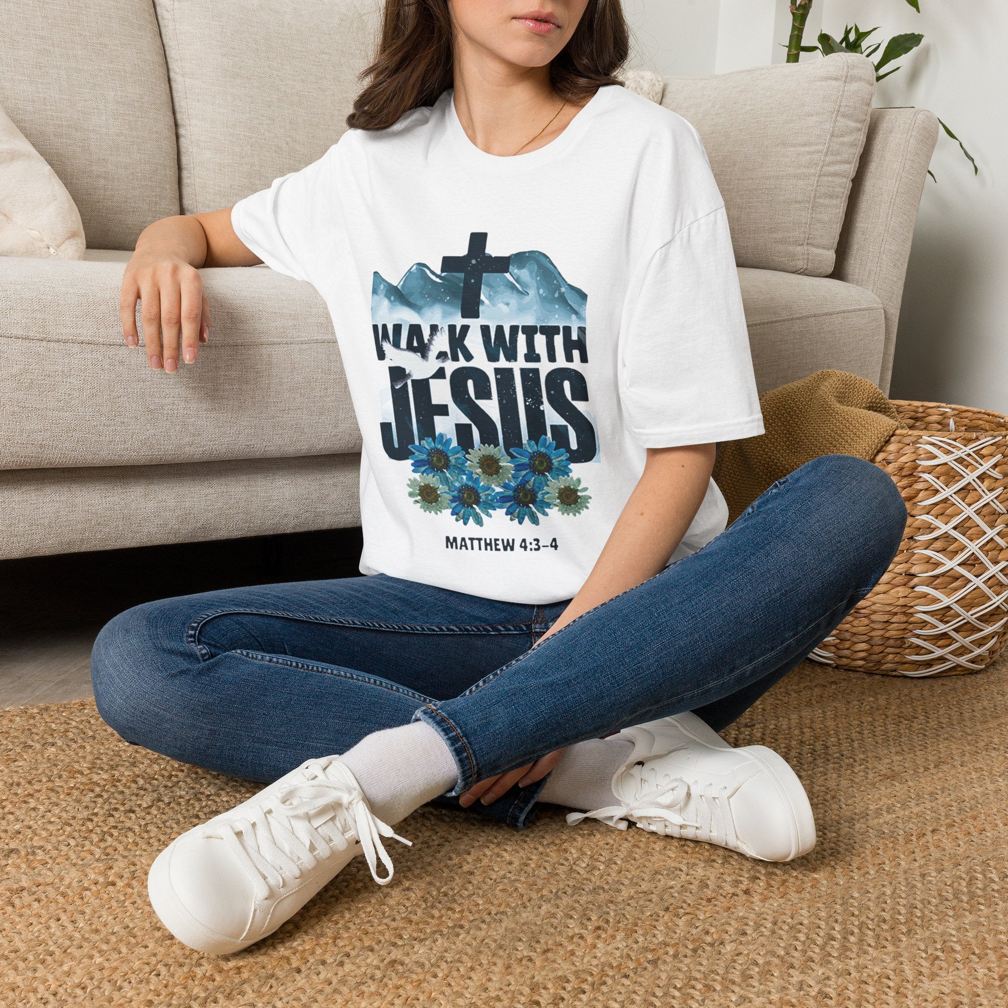 Walk With Jesus T‑Shirt — Christian Faith Mountain Cross Tee