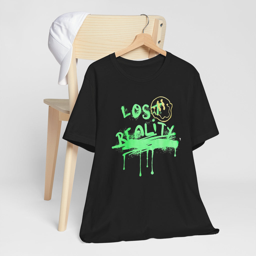 Lost Reality Graphic Tee — Neon Green Drip Streetwear Graffiti T-Shirt