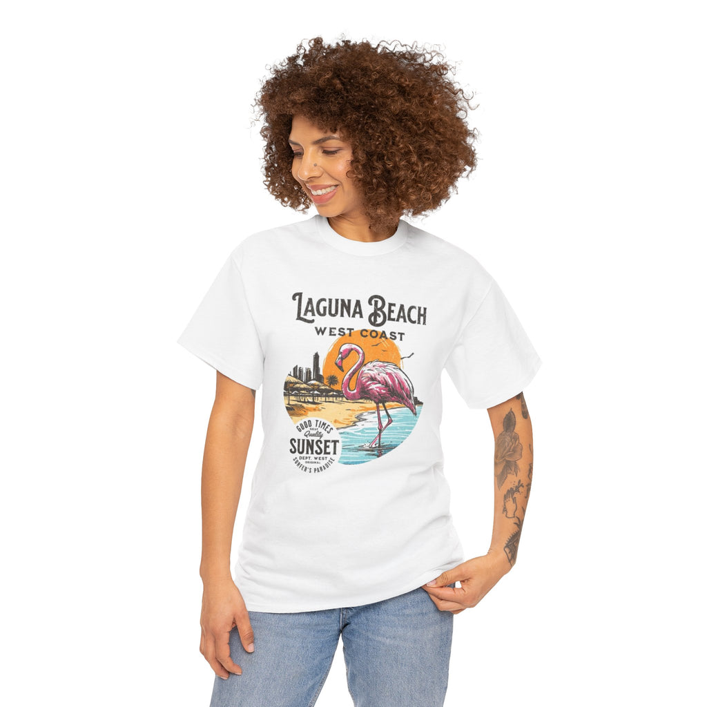 Laguna Beach West Coast Flamingo Sunset Tee