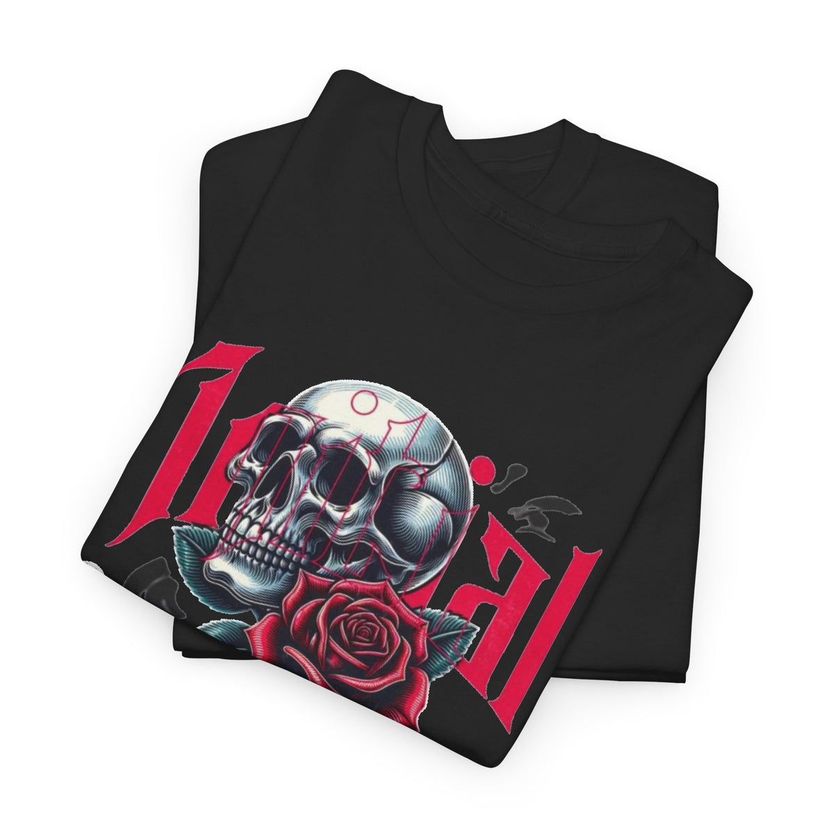 Skull Roses T-Shirt — Gothic Skull & Red Rose Graphic Tee