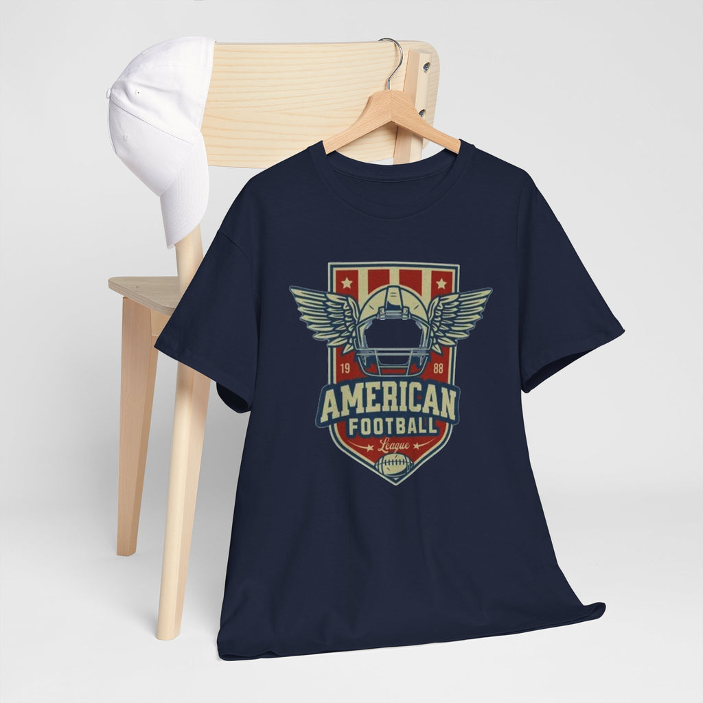American Football Shield Tee — Vintage Helmet & Wings Graphic