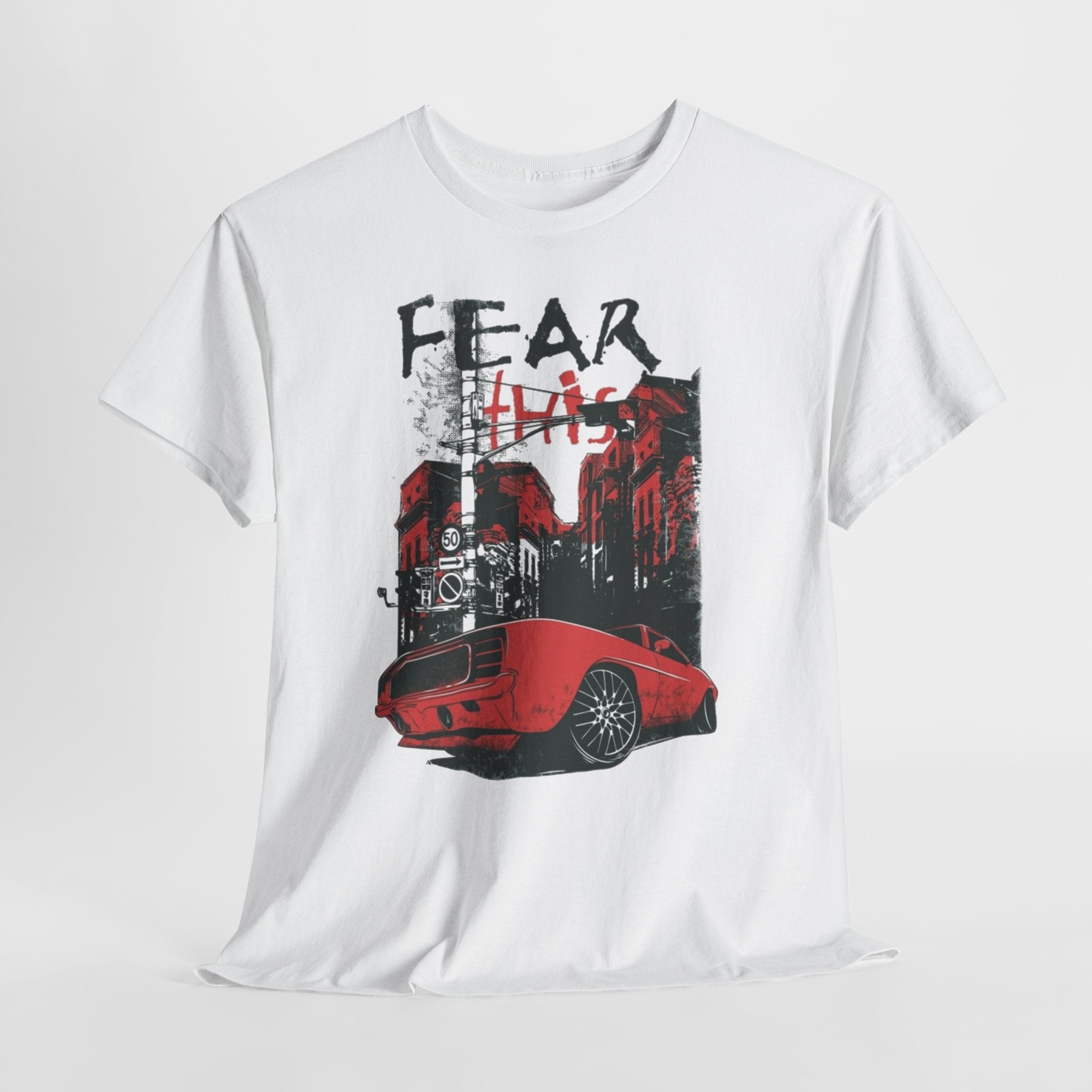 Retro Red Muscle Car City Street Racing T‑Shirt