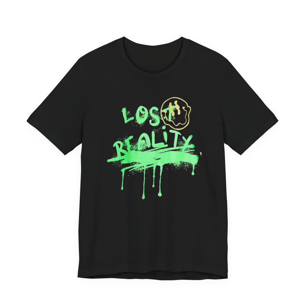 Lost Reality Graphic Tee — Neon Green Drip Streetwear Graffiti T-Shirt