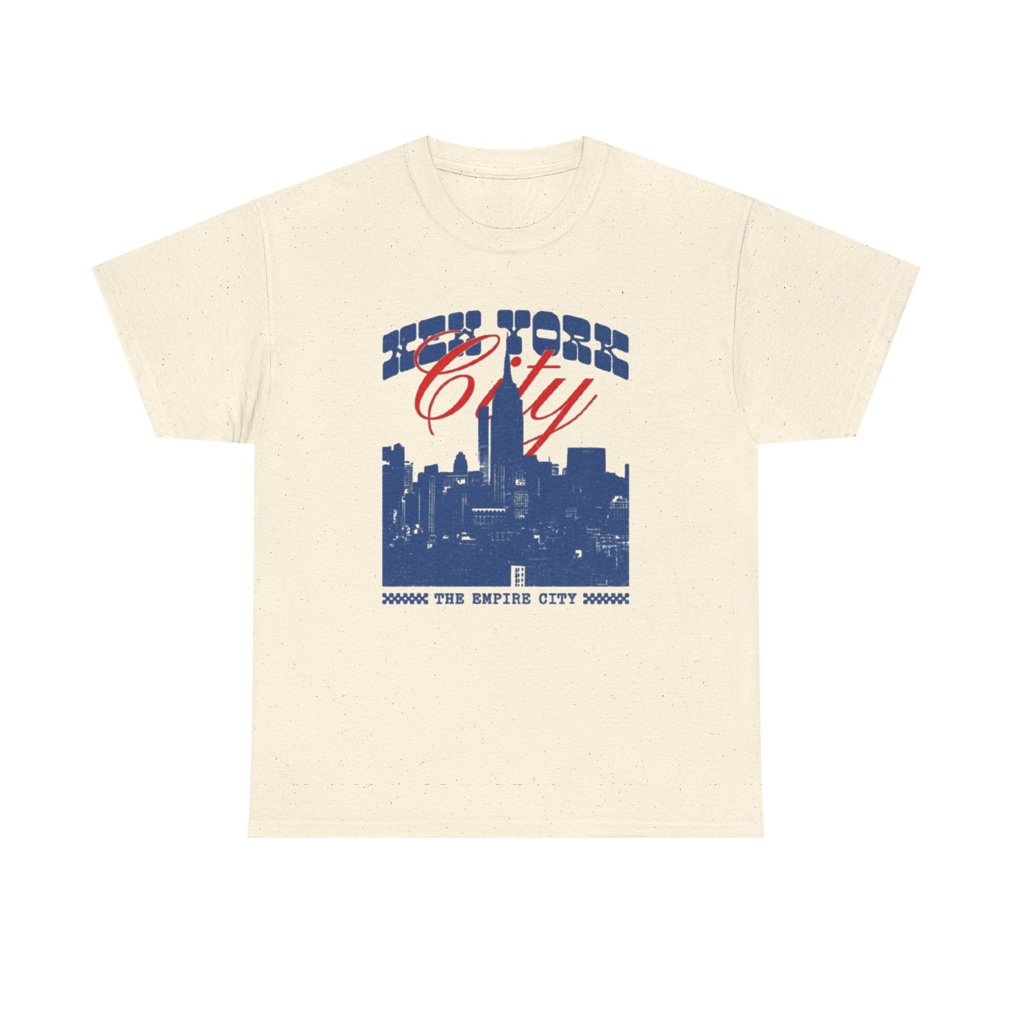 New York City Skyline Tee — Retro Blue & Red NYC Graphic T-Shirt