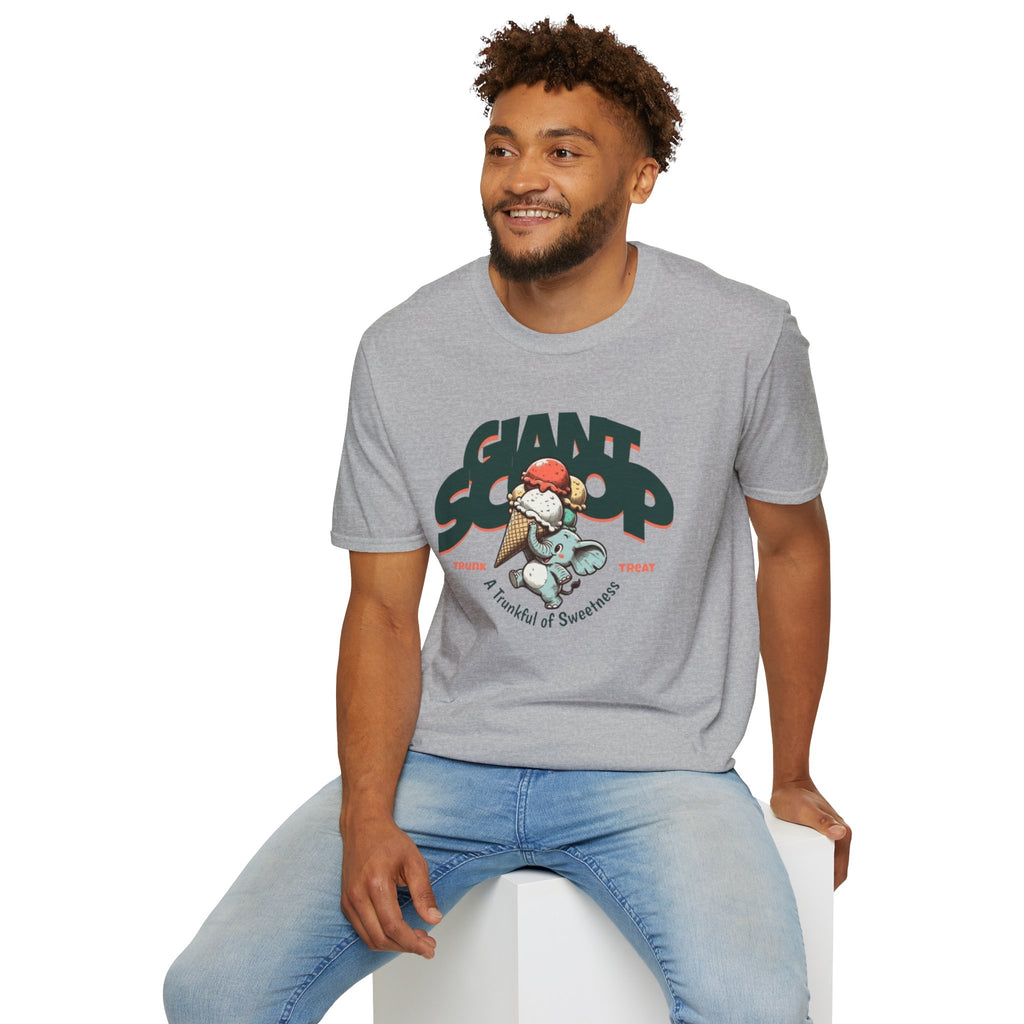 T-Shirt — 'Giant Scoop' Cute Elephant Ice Cream Graphic Tee