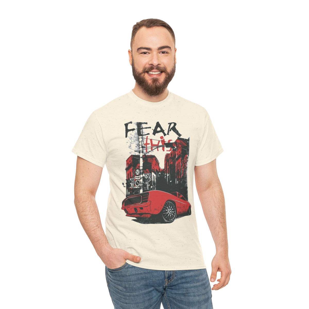 Retro Red Muscle Car City Street Racing T‑Shirt