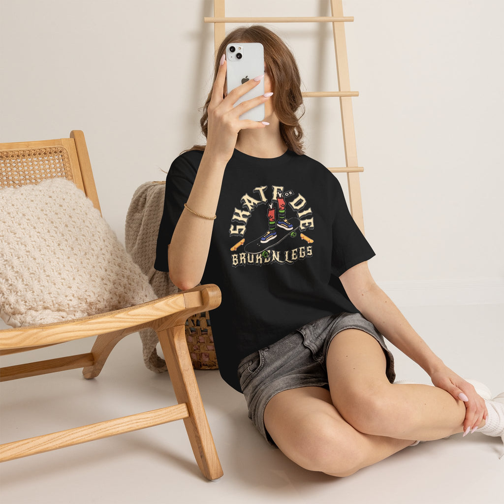 Skate or Die Broken Legs Graphic Tee - Vintage Skateboard Shirt