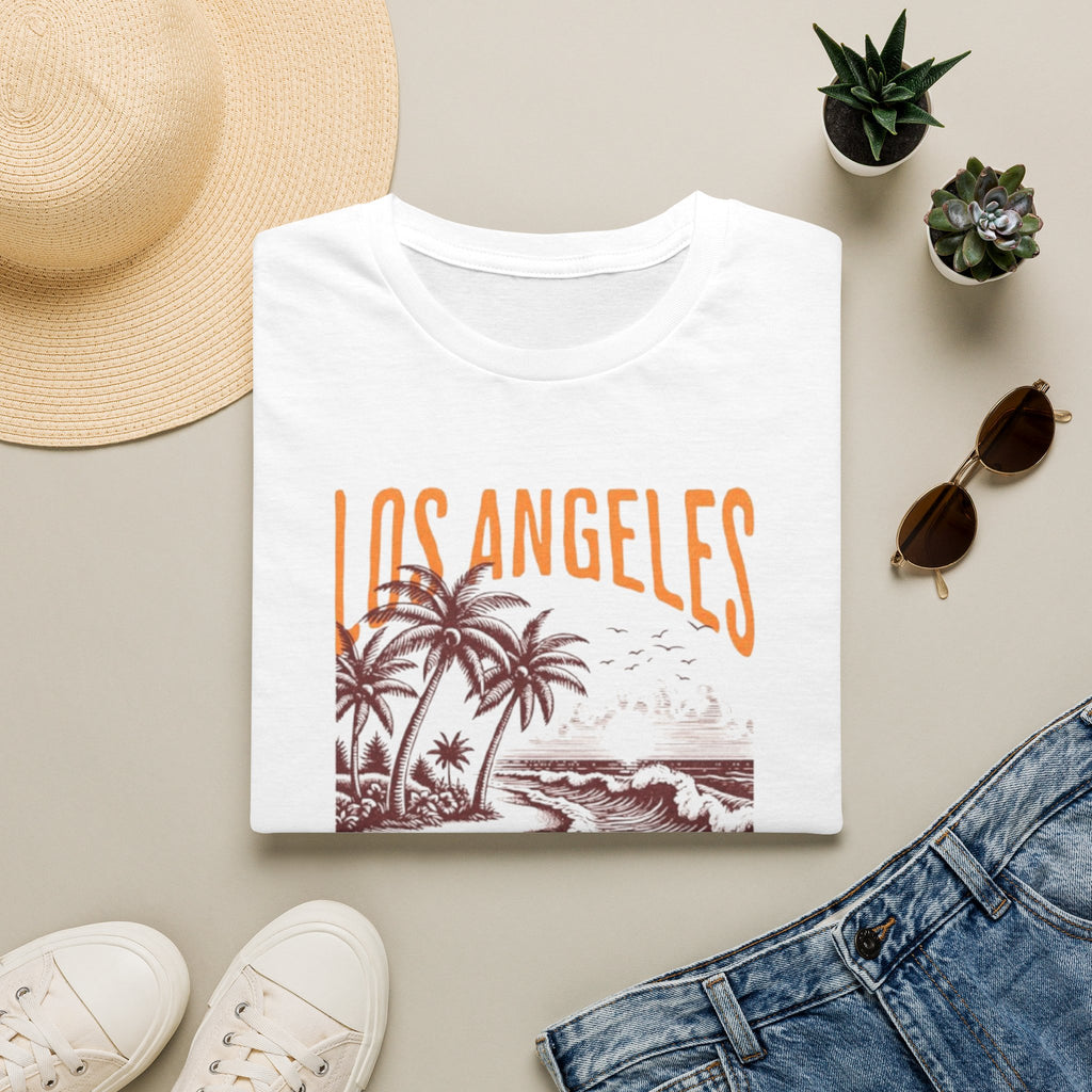 Los Angeles California Beach T-Shirt — Vintage Palm Tree Surf Sunset Tee