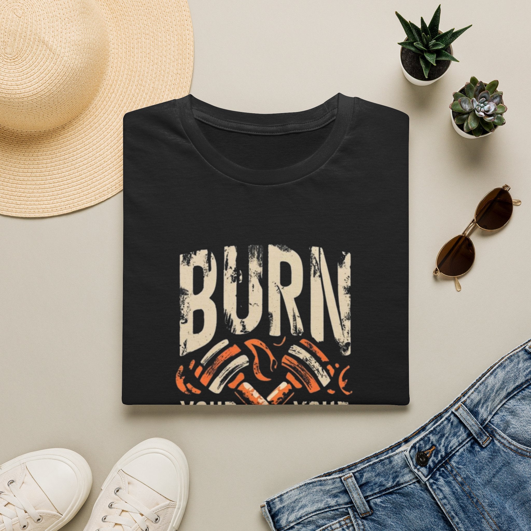 Burn Your Problems T-Shirt — Retro Gym Graphic Tee
