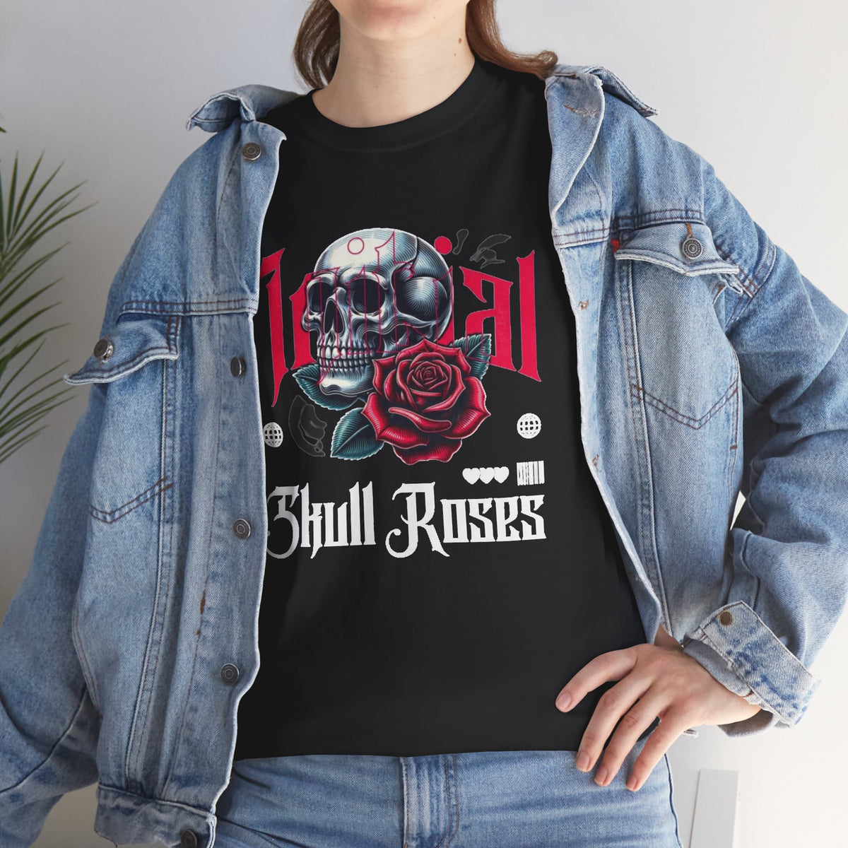 Skull Roses T-Shirt — Gothic Skull & Red Rose Graphic Tee