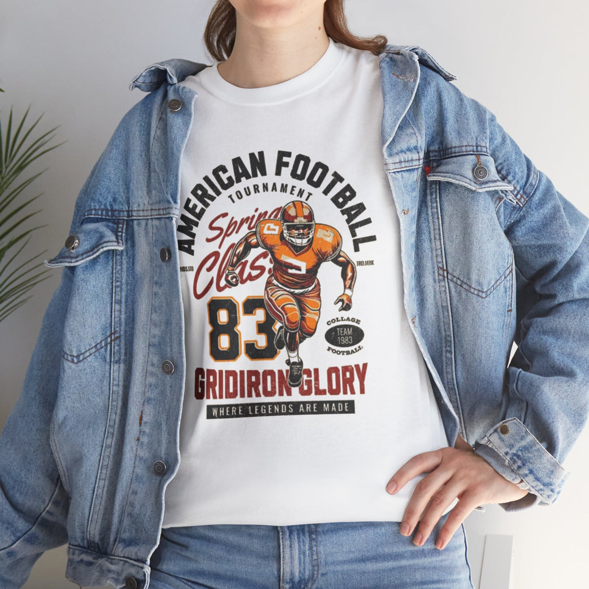 Football Gridiron Glory Tee — Vintage American Football Player Graphic Shirt