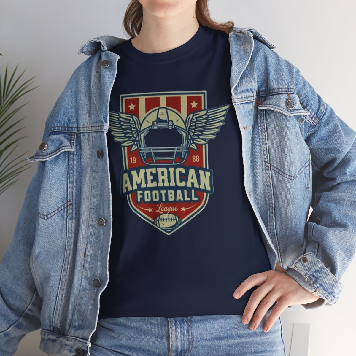 American Football Shield Tee — Vintage Helmet & Wings Graphic