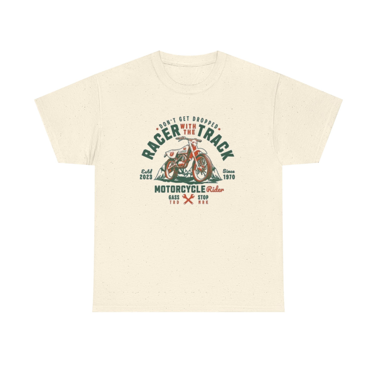 Motorcycle Racer Tee — "Racer the Track" Vintage Bike Graphic T-Shirt
