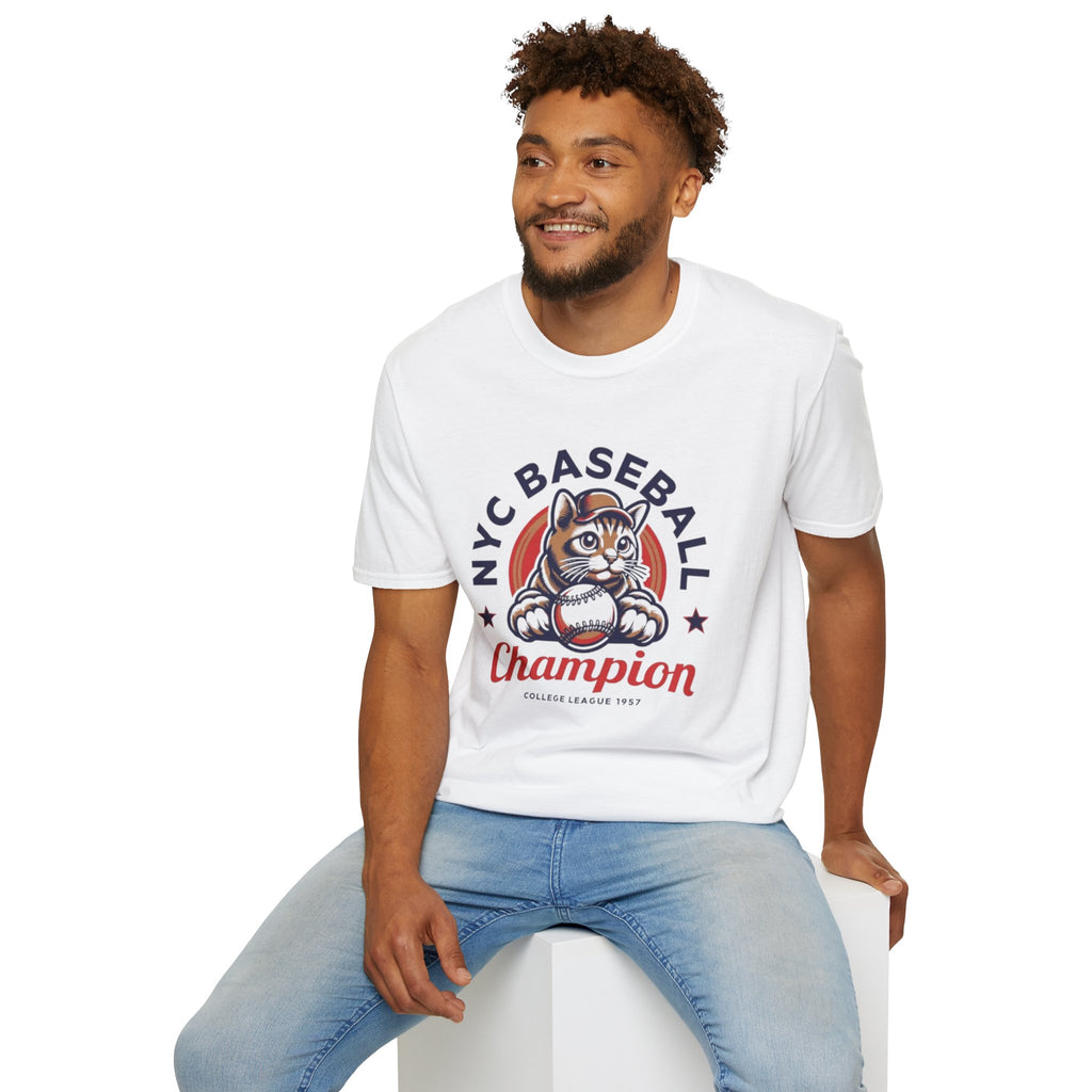 NYC Baseball Cat T‑Shirt — 'Champion' Vintage Team Tee