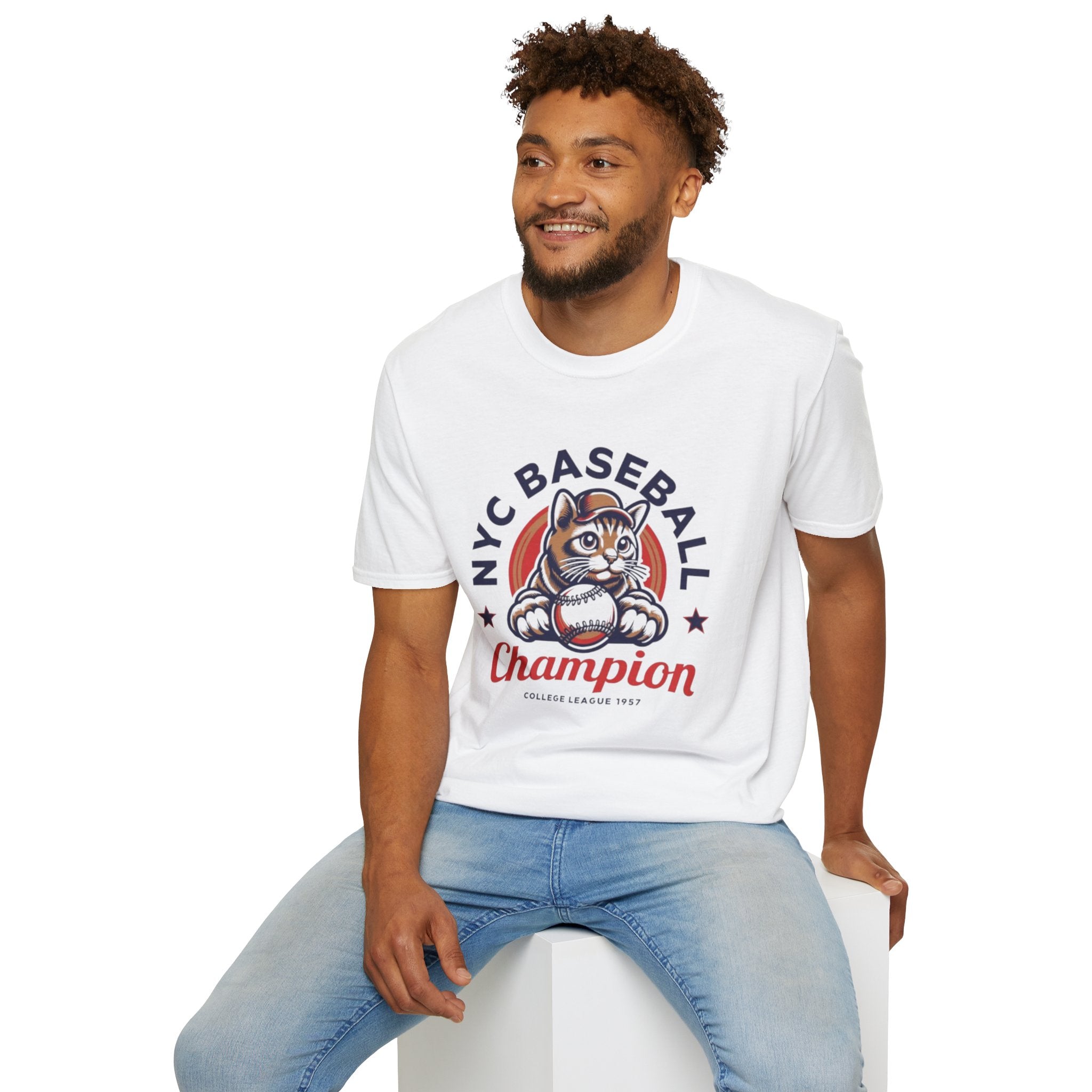 NYC Baseball Cat T‑Shirt — 'Champion' Vintage Team Tee