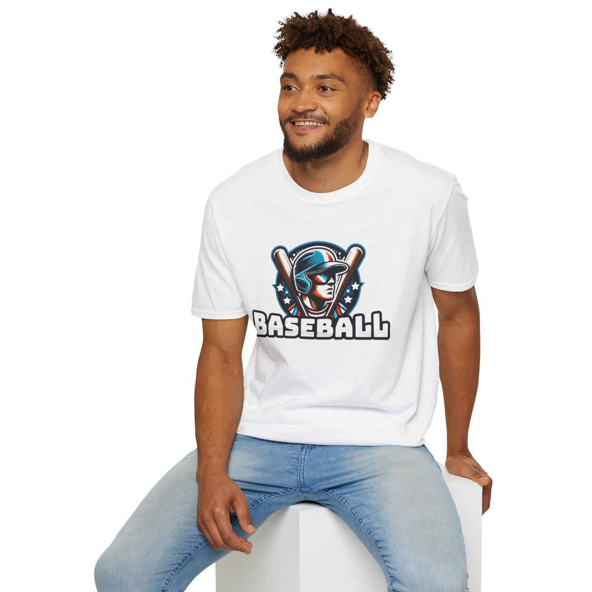 Baseball Player Graphic T-Shirt — Retro Helmet & Bats Sports Tee