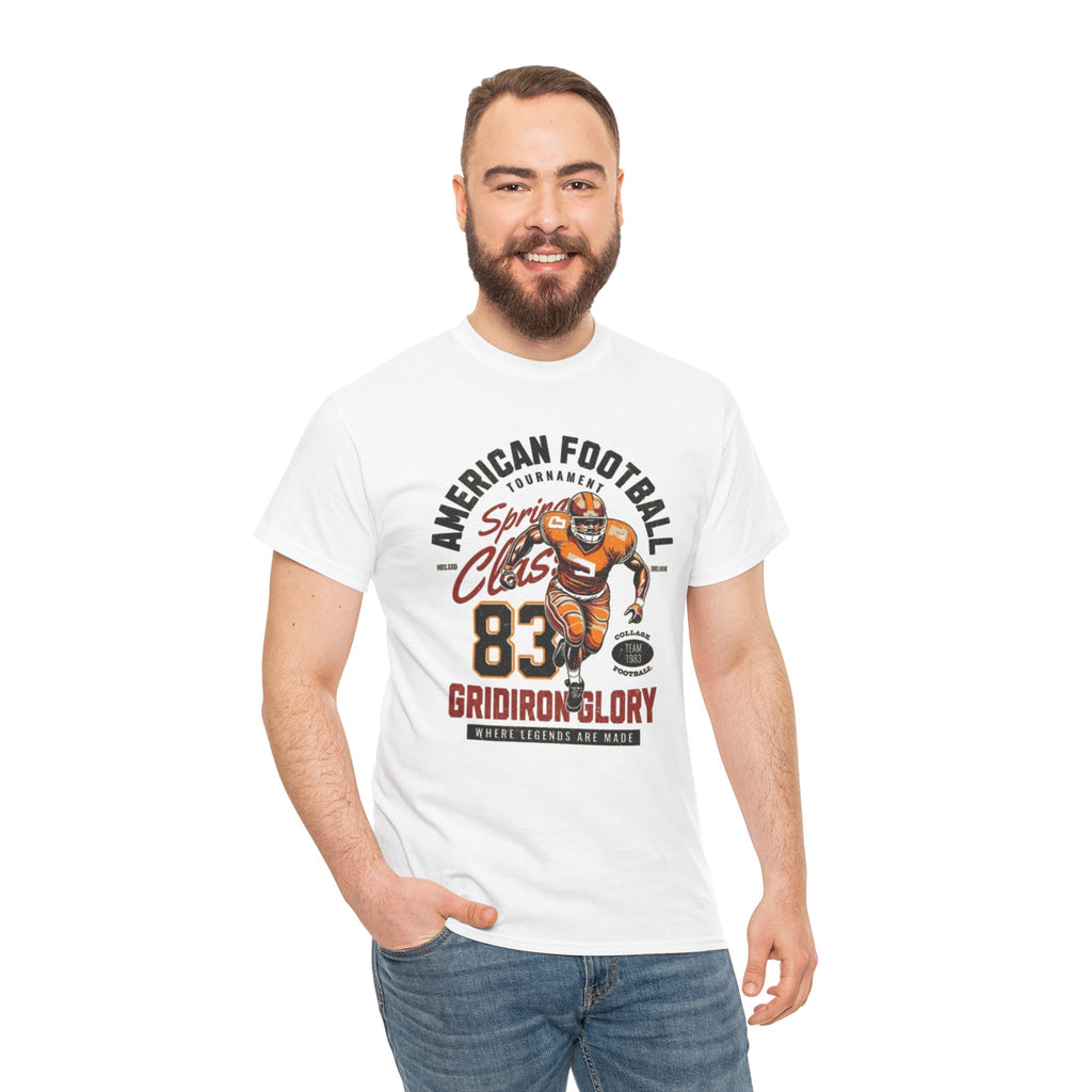 Football Gridiron Glory Tee — Vintage American Football Player Graphic Shirt