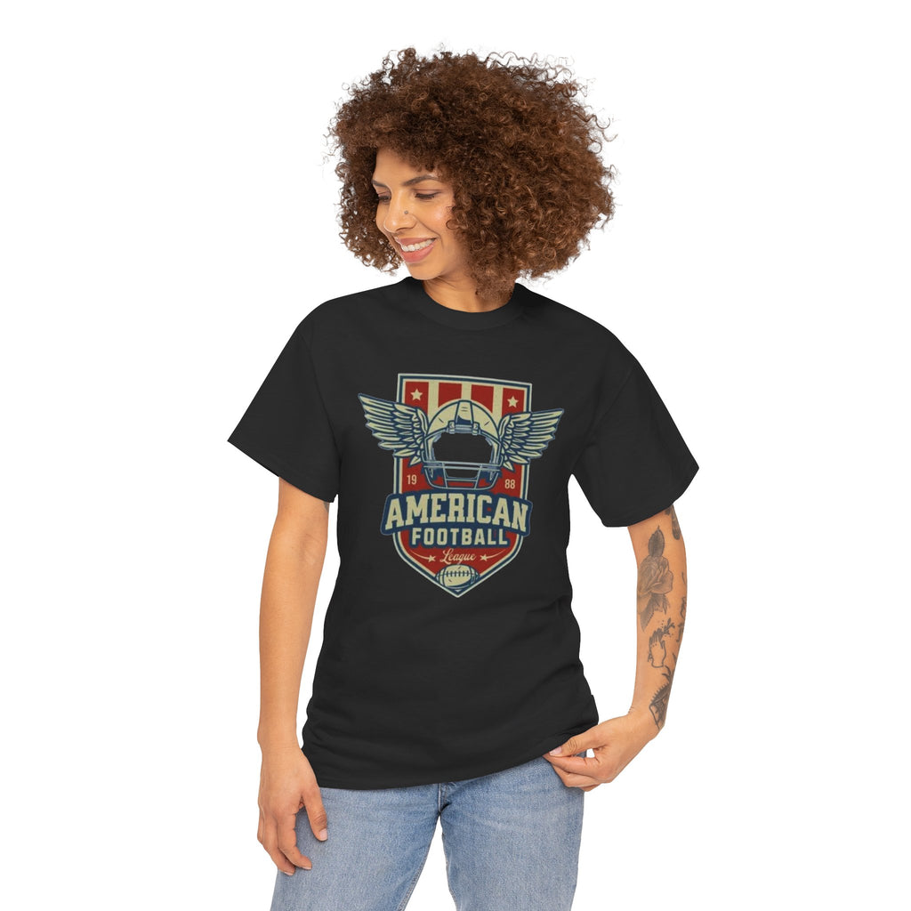 American Football Shield Tee — Vintage Helmet & Wings Graphic