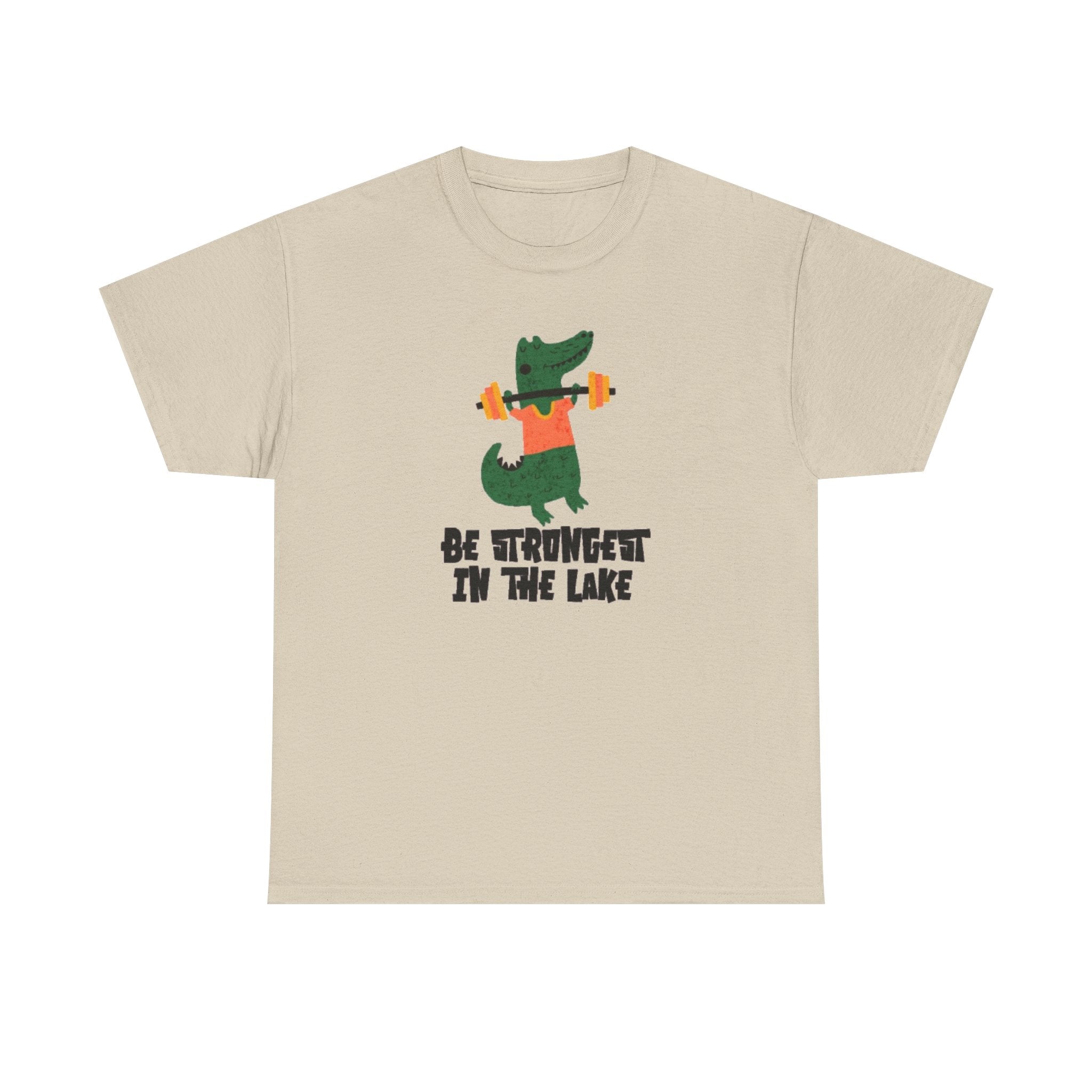 Crocodile Weightlifting Tee — "Be Strongest in the Lake" Funny Workout T-Shirt