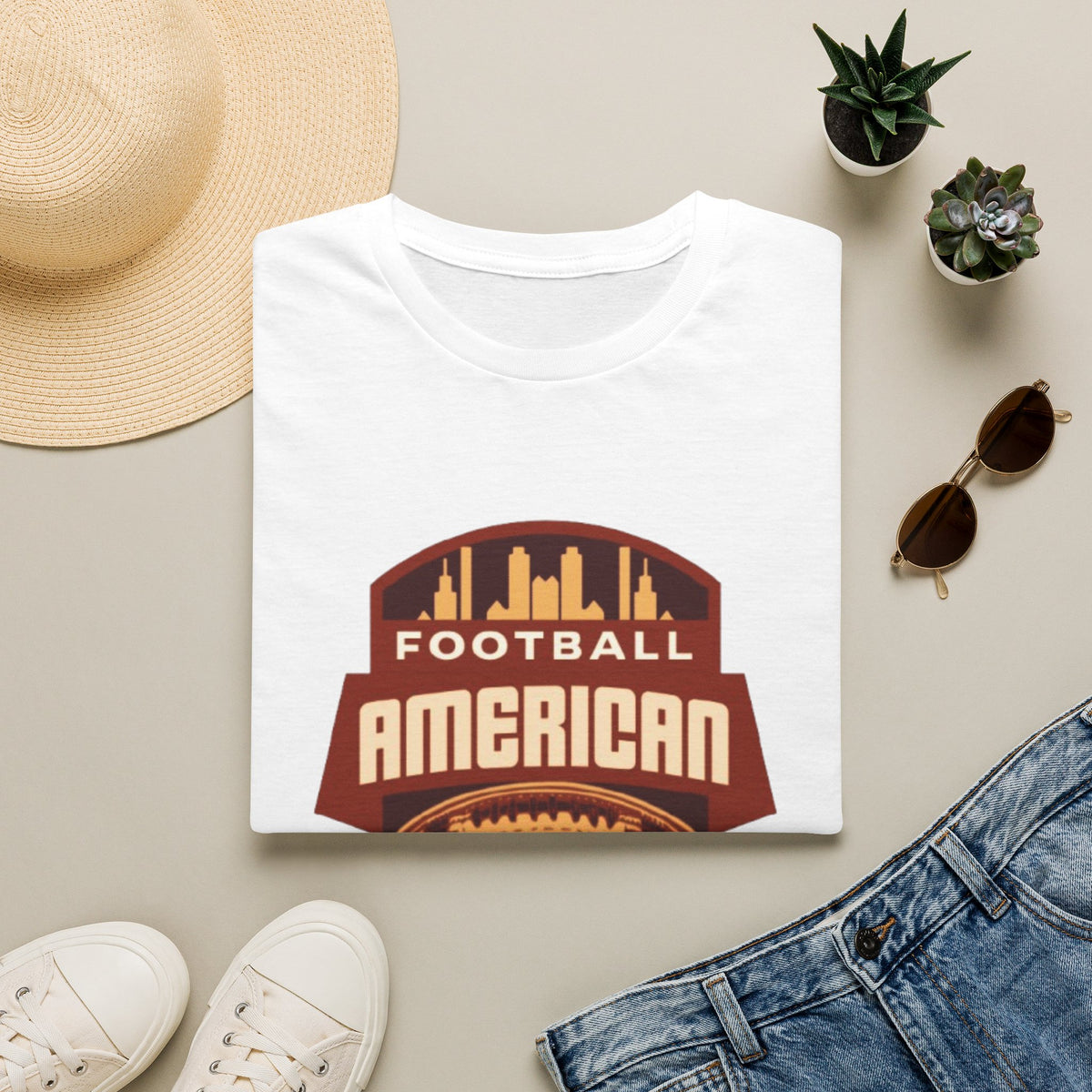 Vintage American Football T-Shirt – City Skyline Helmet Logo Retro Graphic Tee
