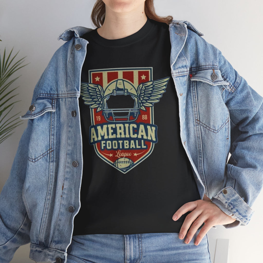 American Football Shield Tee — Vintage Helmet & Wings Graphic